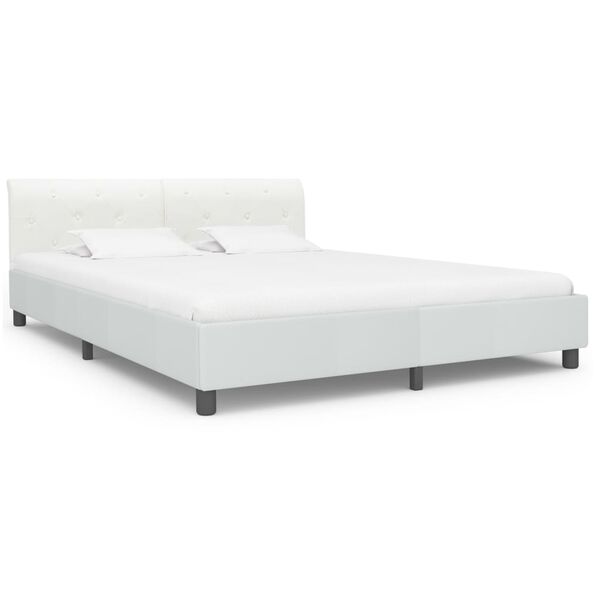 vidaXL Cadre de lit sans matelas blanc similicuir 160x200 cm