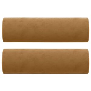 vidaXL Coussins d&eacute;coratifs lot de 2 Marron &Oslash;15x50 cm Velours