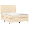 vidaXL Sommier &agrave; lattes de lit avec matelas Cr&egrave;me 140x200 cm Tissu