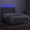 vidaXL Sommier &agrave; lattes de lit matelas LED Gris clair 140x190 cm Tissu