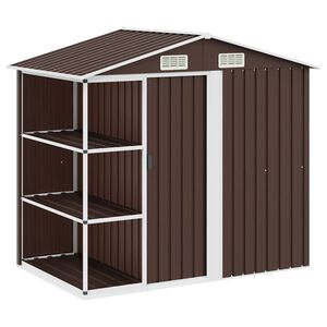 vidaXL Abri de jardin avec &eacute;tag&egrave;re Marron 205x130x183 cm Fer