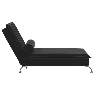 vidaXL Chaise longue de massage avec traversin noir velours