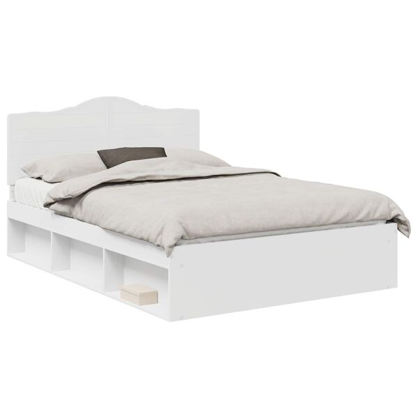 vidaXL Cadre de lit avec t&ecirc;te de lit Blanc 150 x 200 cm Pin massif
