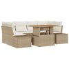 vidaXL Ensemble de canap&eacute; de jardin 7 pc Beige Poly rotin