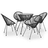 vidaXL Ensemble &agrave; manger de jardin 5 pcs Noir