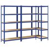 vidaXL &Eacute;tag&egrave;res de rangement &agrave; 5 niveaux 3 pcs Bleu