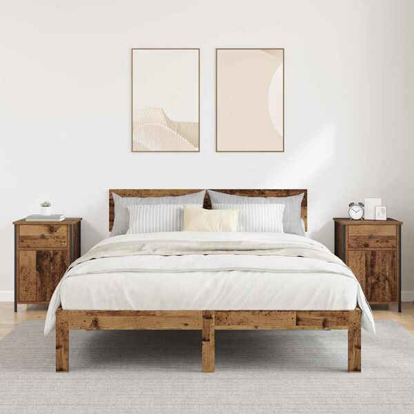vidaXL Cabinet de chevet avec tiroir 2 pcs Bois ancien 40 x 42 x 60 cm