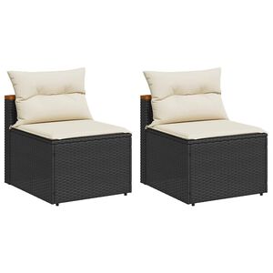 vidaXL Canap&eacute;s de jardin sans accoudoirs avec coussins 2 pcs noir