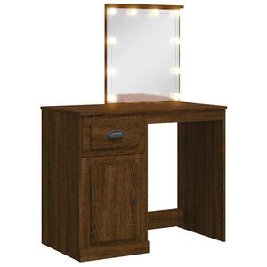 vidaXL Coiffeuse avec lumi&egrave;res LED ch&ecirc;ne marron 90x42x132,5 cm