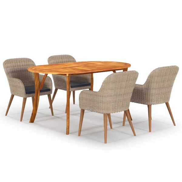 vidaXL Ensemble &agrave; manger de jardin 5 pcs Marron