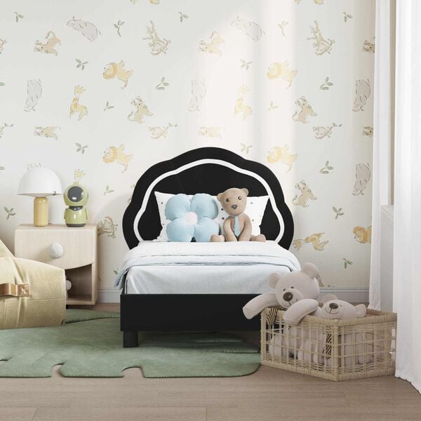 vidaXL Cadre de lit pour tout-petit avec t&ecirc;te de lit Noir 70 x 140 cm