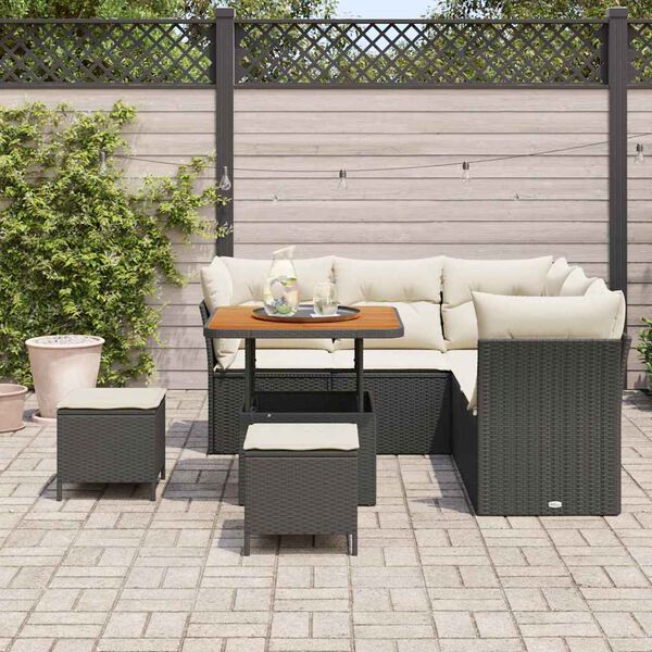 vidaXL Ensemble de canap&eacute; de jardin 8 pcs Noir polyrotin
