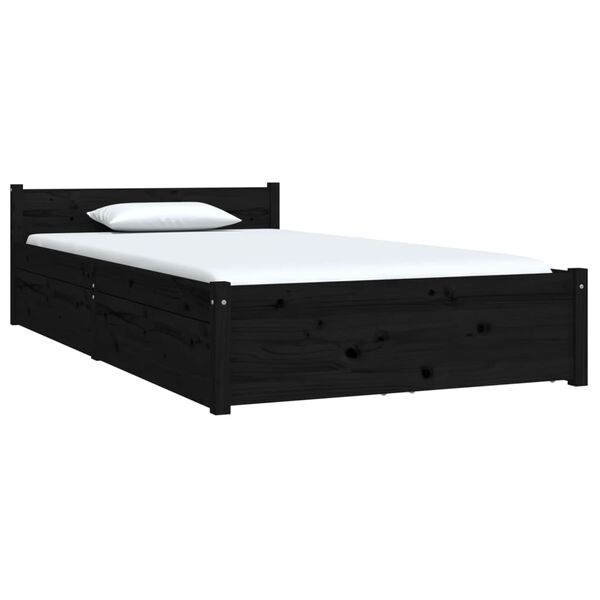 vidaXL Cadre de lit sans matelas avec tiroirs Noir 90x200 cm