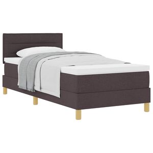 vidaXL Lit &agrave; ressorts avec matelas Marron fonc&eacute; 90 x 200 cm tissu