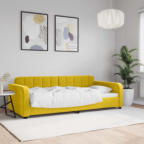 vidaXL Lit de repos sans matelas jaune 90x200 cm velours