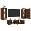 vidaXL Unit&eacute;s murales TV avec LED 4 pcs ch&ecirc;ne marron bois d'ing&eacute;nierie