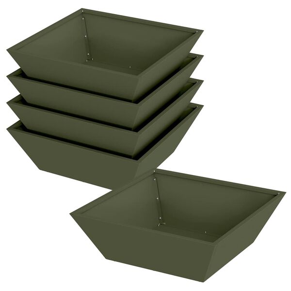 vidaXL Cache-pot de jardin 5 pcs Vert olive 50 x 50 x 15 cm
