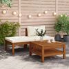 vidaXL Salon de jardin 3 pcs avec coussins blanc crème Bois d'acacia