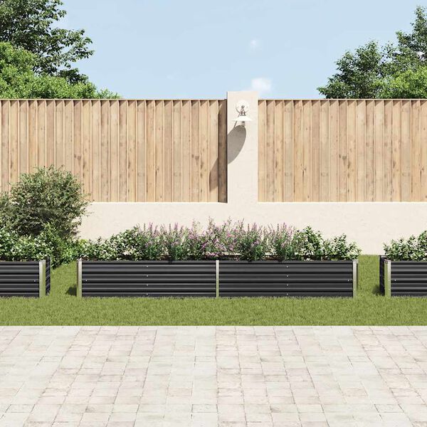 vidaXL Lit sur&eacute;lev&eacute; de jardin Acier galvanis&eacute; 320x40x45 cm Anthracite