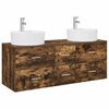 vidaXL Ensemble de mobilier de salle de bain 3 pc Ch&ecirc;ne fum&eacute;