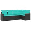 vidaXL Salon de jardin 5 pcs avec coussins noir r&eacute;sine tress&eacute;e