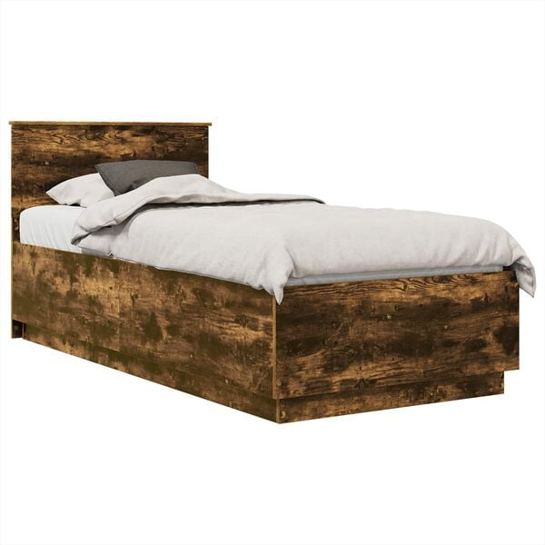 vidaXL Cadre de lit Ch&ecirc;ne fum&eacute; 70 x 190 cm Bois d'ing&eacute;nierie