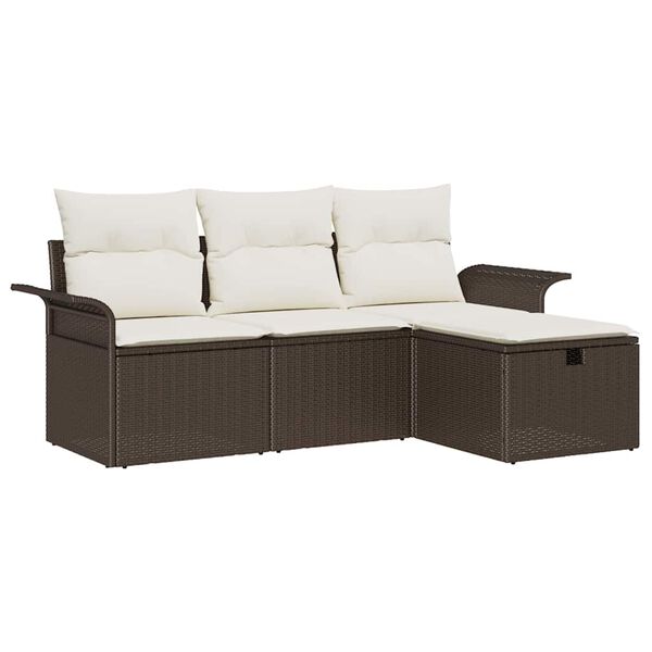 vidaXL Ensemble de canap&eacute; de jardin 4 pcs Marron Poly rotin