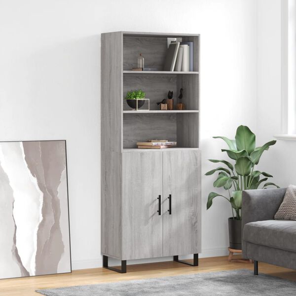 vidaXL Buffet haut Sonoma gris 69,5x34x180 cm Bois d'ing&eacute;nierie