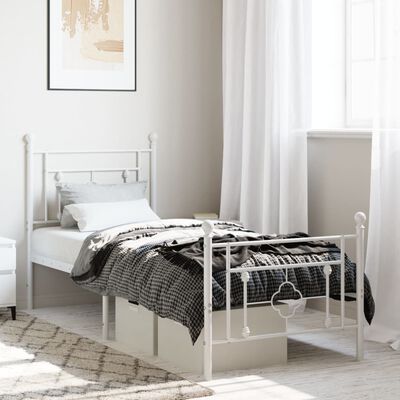 vidaXL Cadre de lit métal sans matelas avec pied de lit blanc 80x200cm