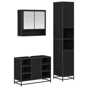 vidaXL Ensemble de mobilier de salle de bain 3 pcs Ch&ecirc;ne noir