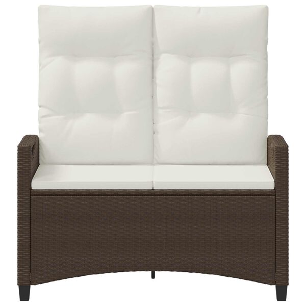 vidaXL Banc de jardin avec oreiller Marron et Cr&egrave;me 105 x 60 x 112 cm