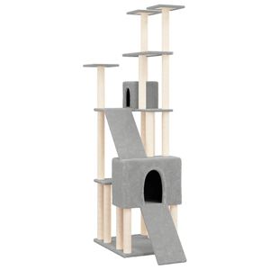 vidaXL Arbre &agrave; chat avec griffoirs en sisal Gris clair 190 cm