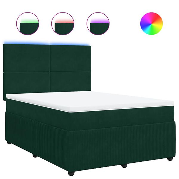 vidaXL Sommier &agrave; lattes de lit et matelas Vert fonc&eacute; 140x200cm Velours