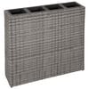 vidaXL Lit sur&eacute;lev&eacute; de jardin avec 4 pots R&eacute;sine tress&eacute;e Gris