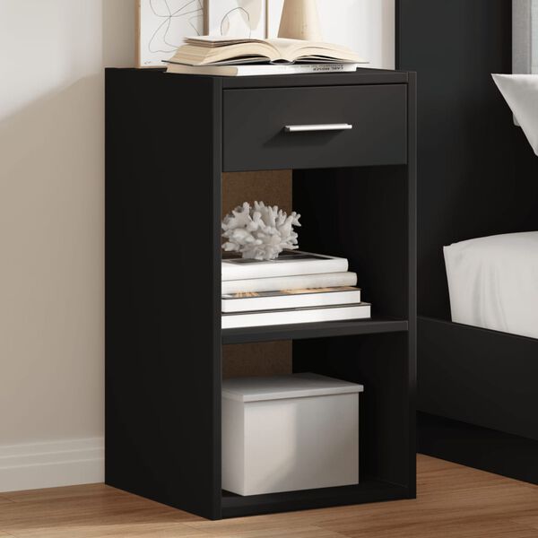 vidaXL Table de chevet noir 35x34x65 cm bois d&rsquo;ing&eacute;nierie