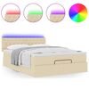 vidaXL Lit ottoman avec matelas et LED cr&egrave;me 140x200 cm tissu