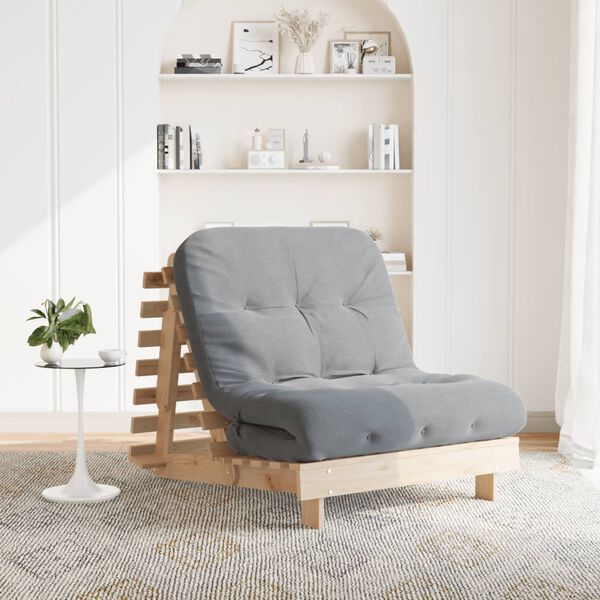 vidaXL Canap&eacute;-lit futon avec matelas 80x206x11 cm bois massif de pin