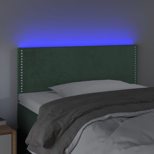 vidaXL T&ecirc;te de lit &agrave; LED Vert fonc&eacute; 80x5x78/88 cm Velours