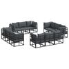 vidaXL Ensemble de canap&eacute; de jardin 12 pcs Noir M&eacute;tal