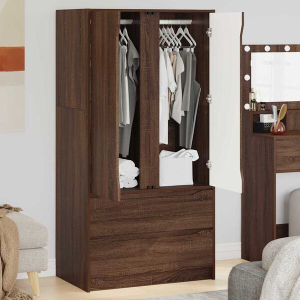 vidaXL Armoire Ch&ecirc;ne brun 79,5 x 49 x 156 cm Bois d&rsquo;ing&eacute;nierie