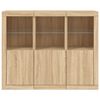 vidaXL Buffets avec lumi&egrave;res LED 3 pcs ch&ecirc;ne sonoma bois d'ing&eacute;nierie