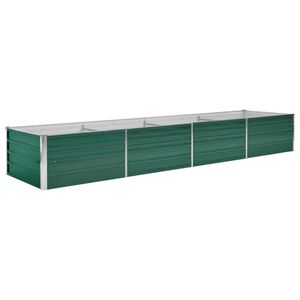 vidaXL Lit sur&eacute;lev&eacute; de jardin Acier galvanis&eacute; 320x80x45 cm Vert