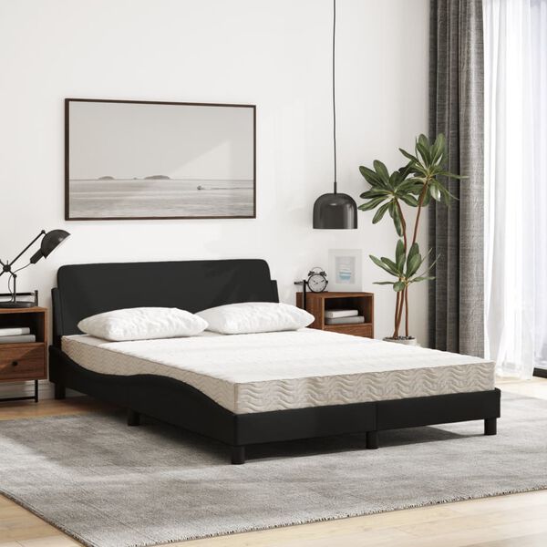 vidaXL Lit avec matelas Dover noir 140x190 cm tissu