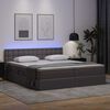vidaXL Lit avec rangement et LED Gris 200 x 200 cm Cuir synth&eacute;tique
