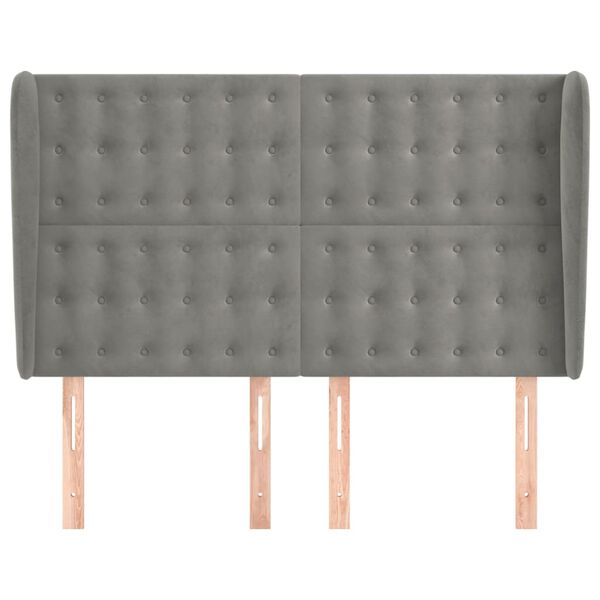 vidaXL T&ecirc;te de lit avec oreilles Gris clair 147x23x118/128 cm Velours