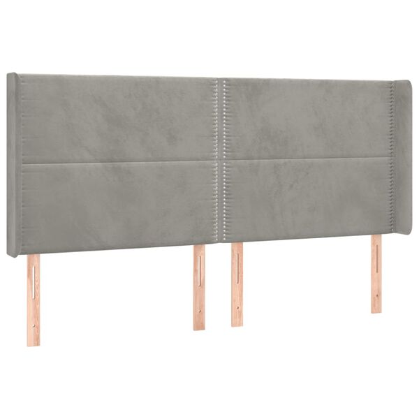 vidaXL T&ecirc;te de lit avec oreilles Gris clair 183x16x118/128 cm Velours