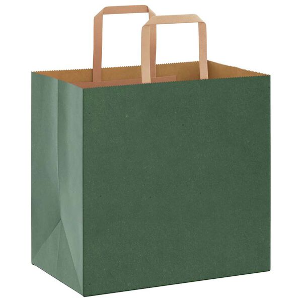 vidaXL Sacs en papier 50 pcs avec poign&eacute;es vert 26x17x25 cm