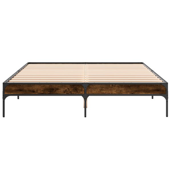 vidaXL Cadre de lit sans matelas ch&ecirc;ne fum&eacute; 150x200 cm