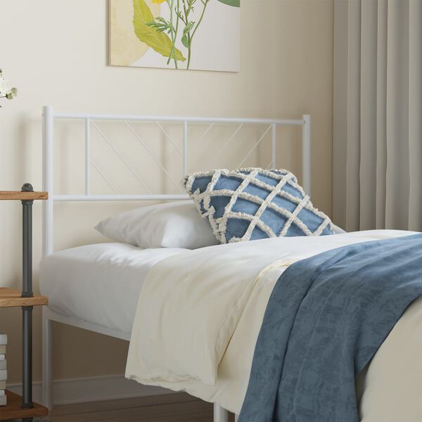 vidaXL T&ecirc;te de lit m&eacute;tal blanc 100 cm