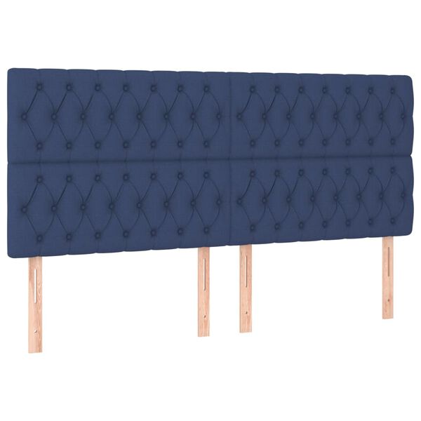vidaXL T&ecirc;te de lit Bleu 180x7x118/128 cm Tissu